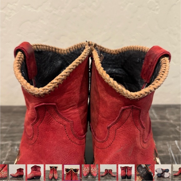 Liberty Black Red Leather Floral Embroidered Cowboy Boots - Picture 6 of 10